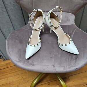Chic White Studded Heels